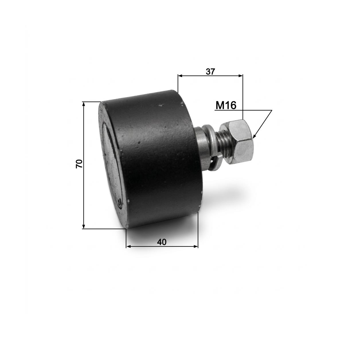 Rolle Stahl Ø70/40/M16 Bemaßt