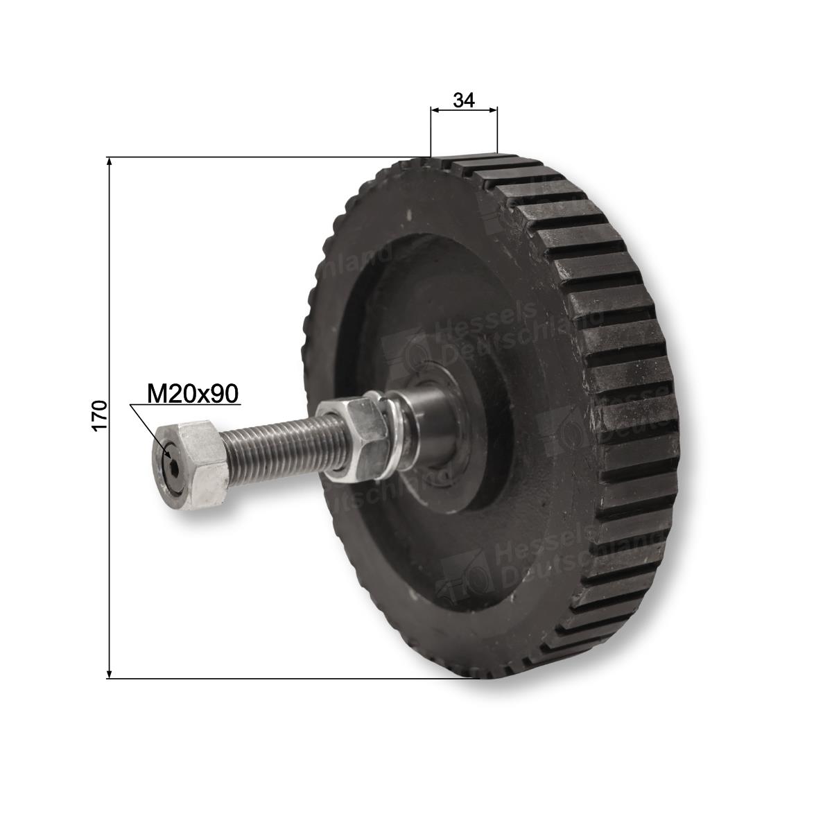 Krauteinziehrolle ø170/34/M20x90 Bemaßt