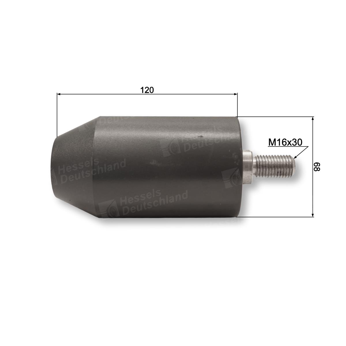 Führungsrolle Seitlich ø68/120/M16x30 Bemaßt