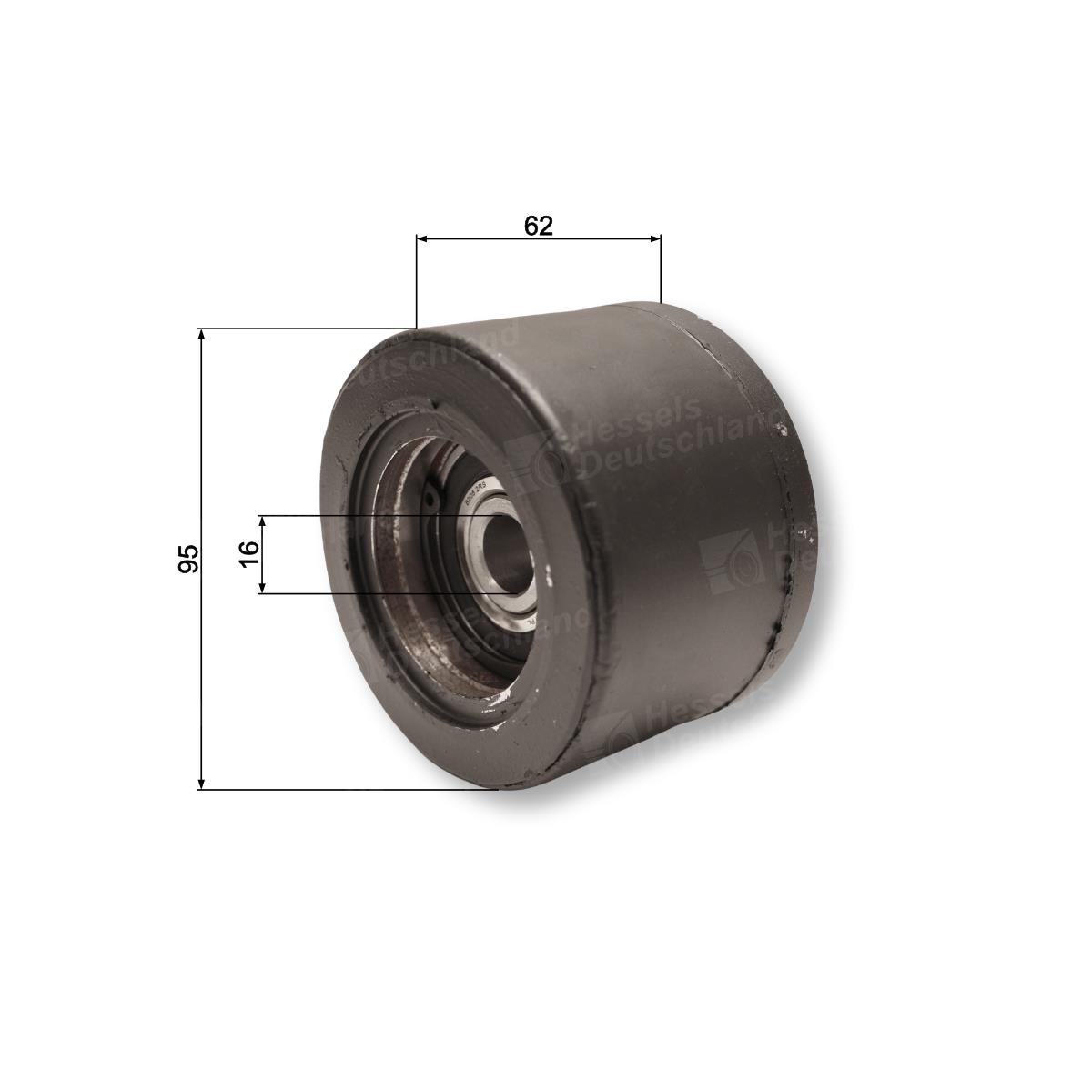 Stützrolle ø95/62/16 Bemaßt
