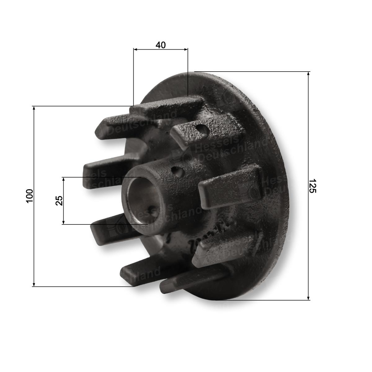 Antriebsrad Guss ø125/100 I=25 Spannstif Bemaßt