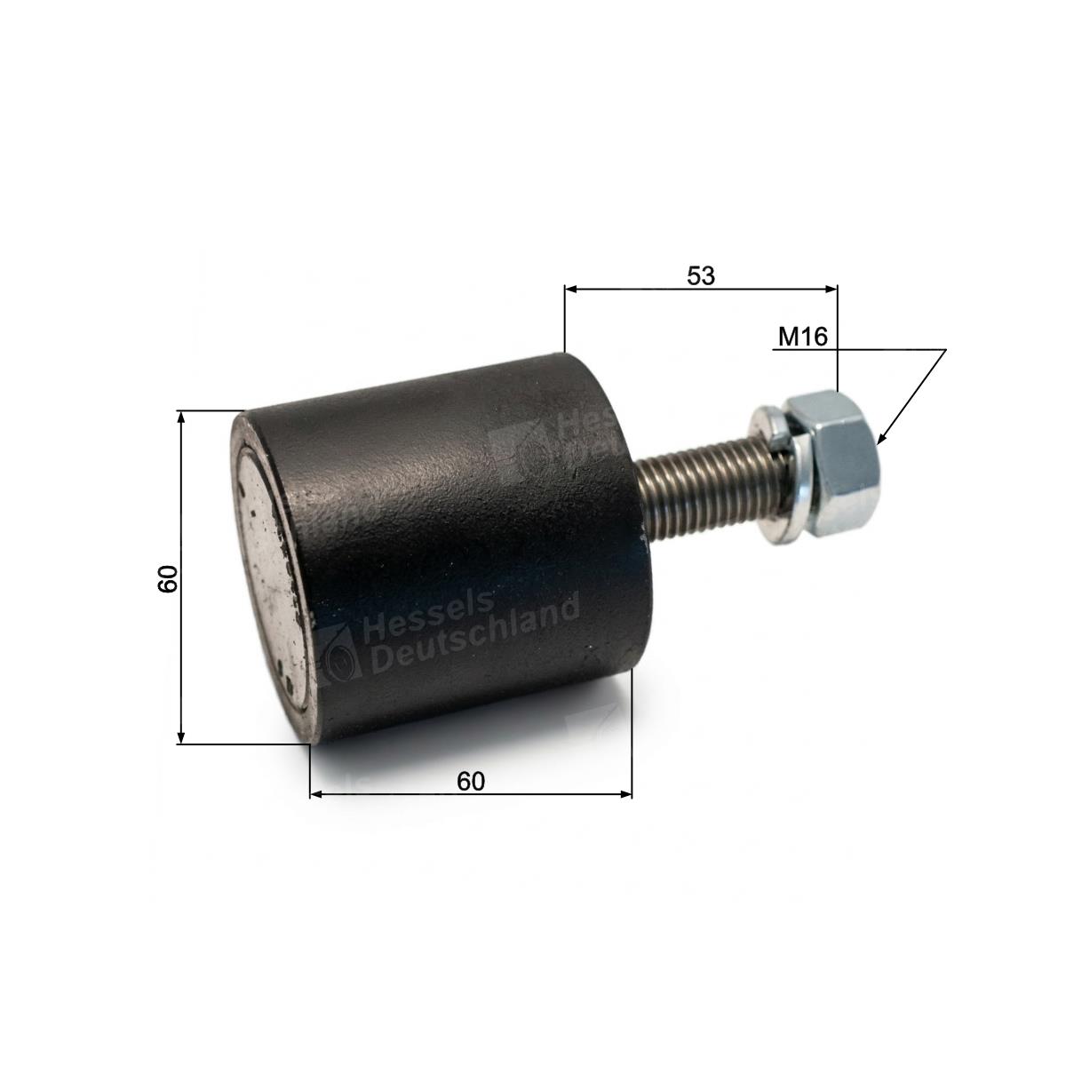 Rolle Stahl Ø60/60/M16 (Klopfer) Bemaßt