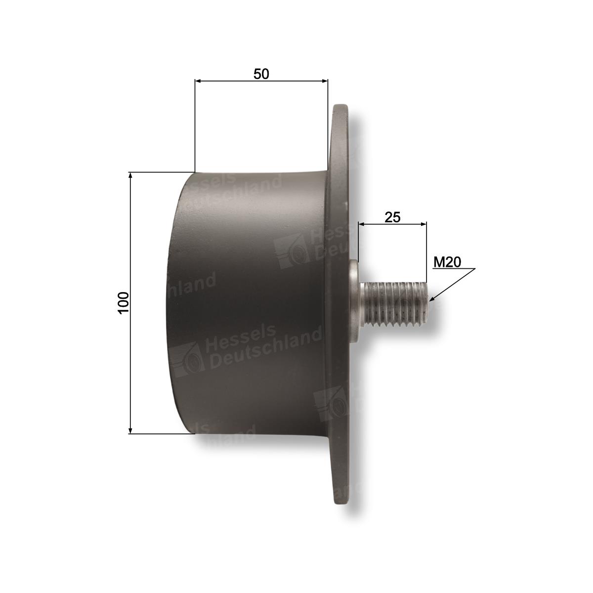 Rolle Gummi 100/140/60/M20 Bemaßt