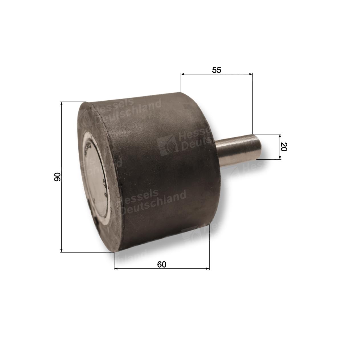Rolle Gummi Ø90/60/AZ20X55 Bemaßt