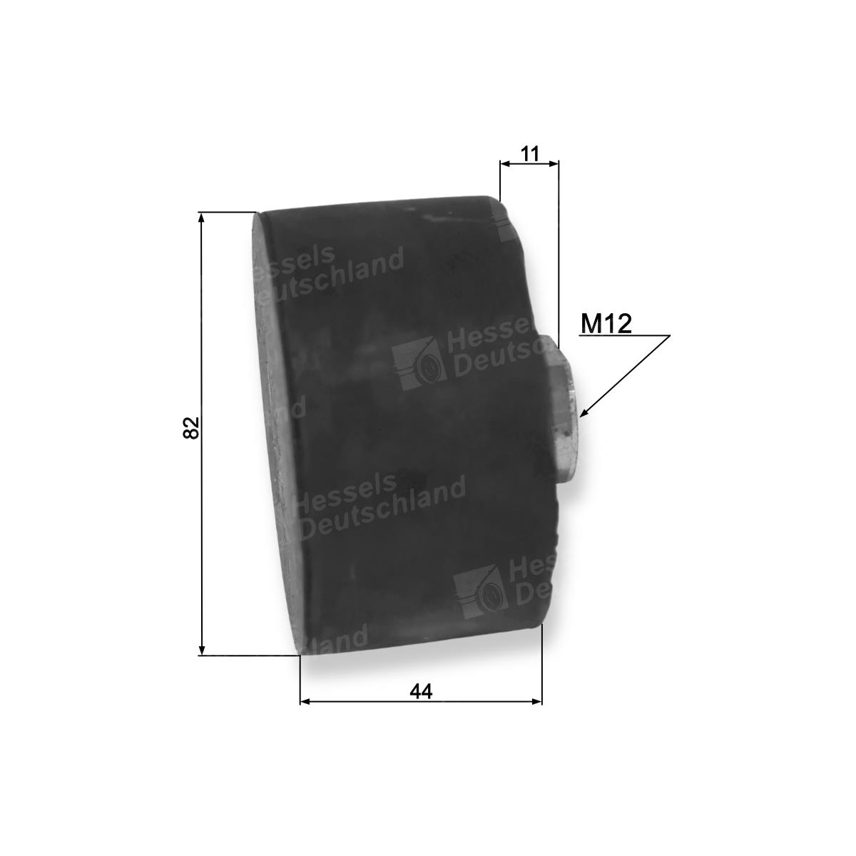 Rolle Gummi ø82/M12IG Bemaßt