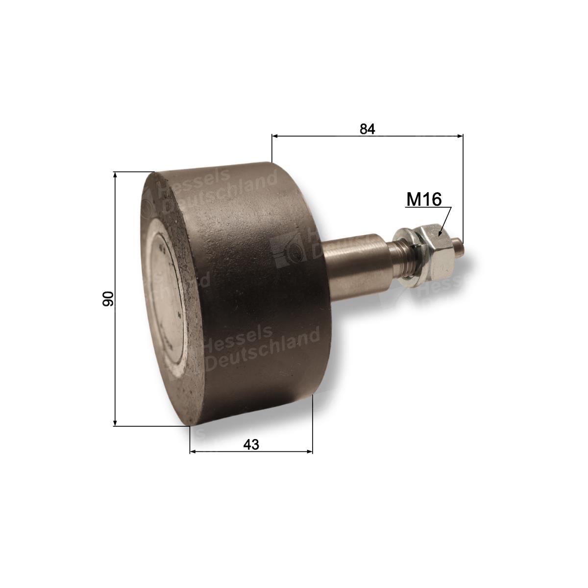 Rolle Gummi Ø90/43/AM16X35 Bemaßt