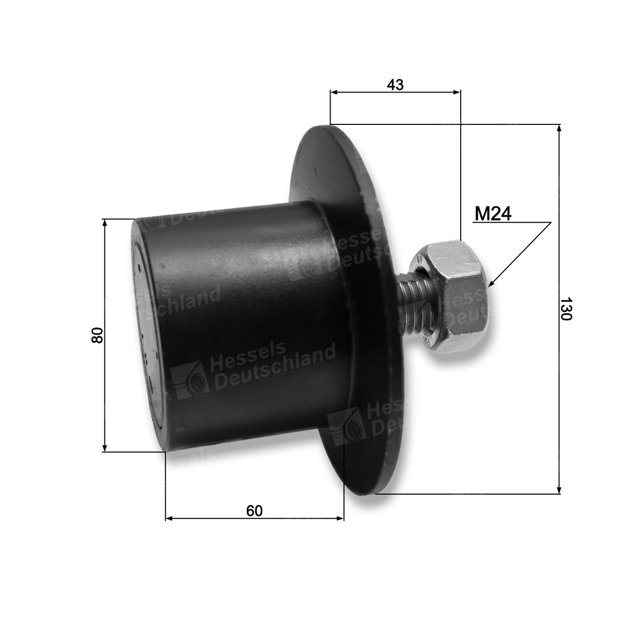UMLENKROLLE STAHL ø80/130/M24 Bemaßt