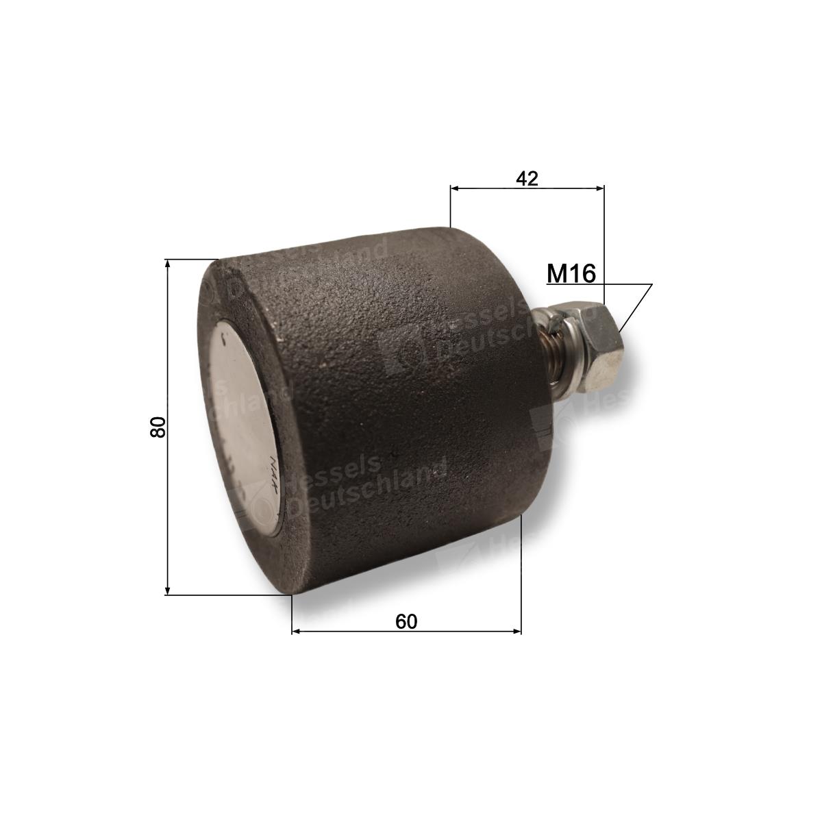 Rolle Stahl ø80/M16x30 Bemaßt