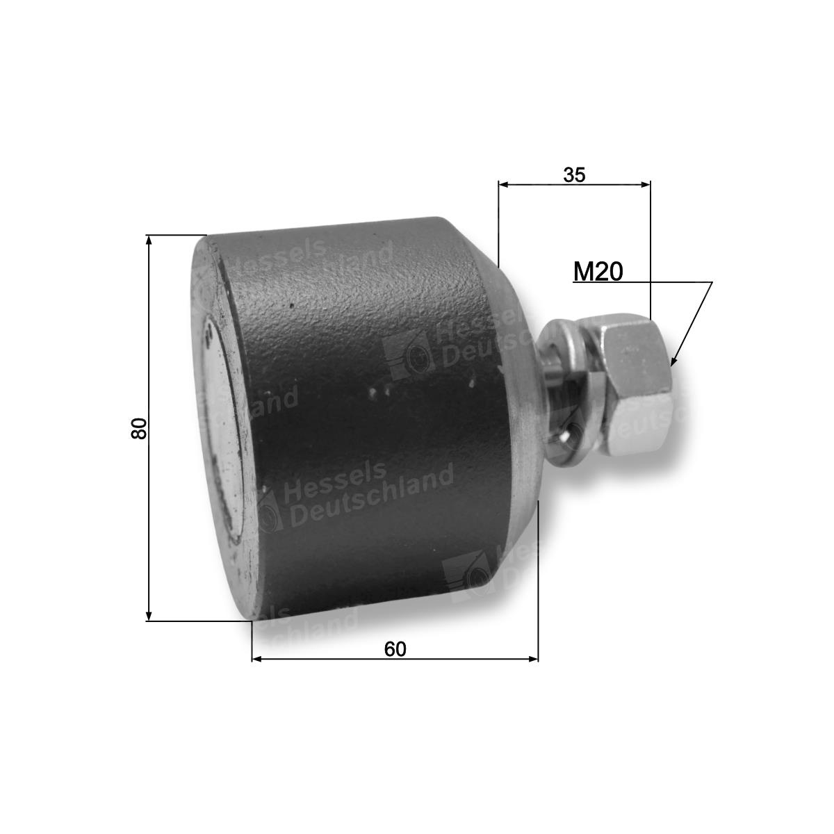 Rolle Stahl ø80/60 M20x30 Bemaßt