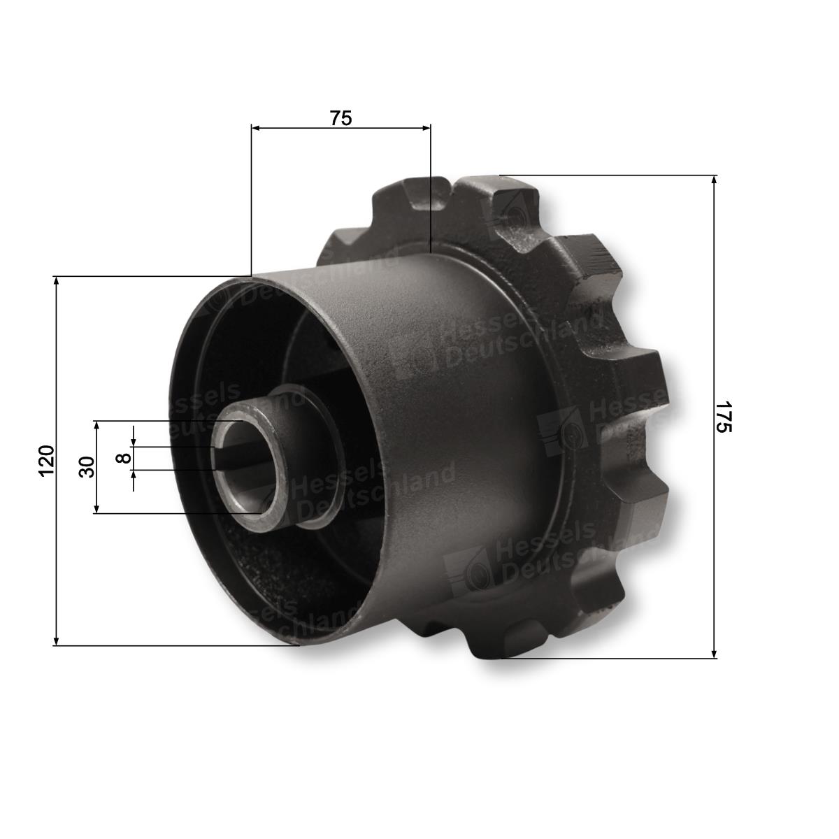 Antriebsrad 40Tlg/12Z Bemaßt
