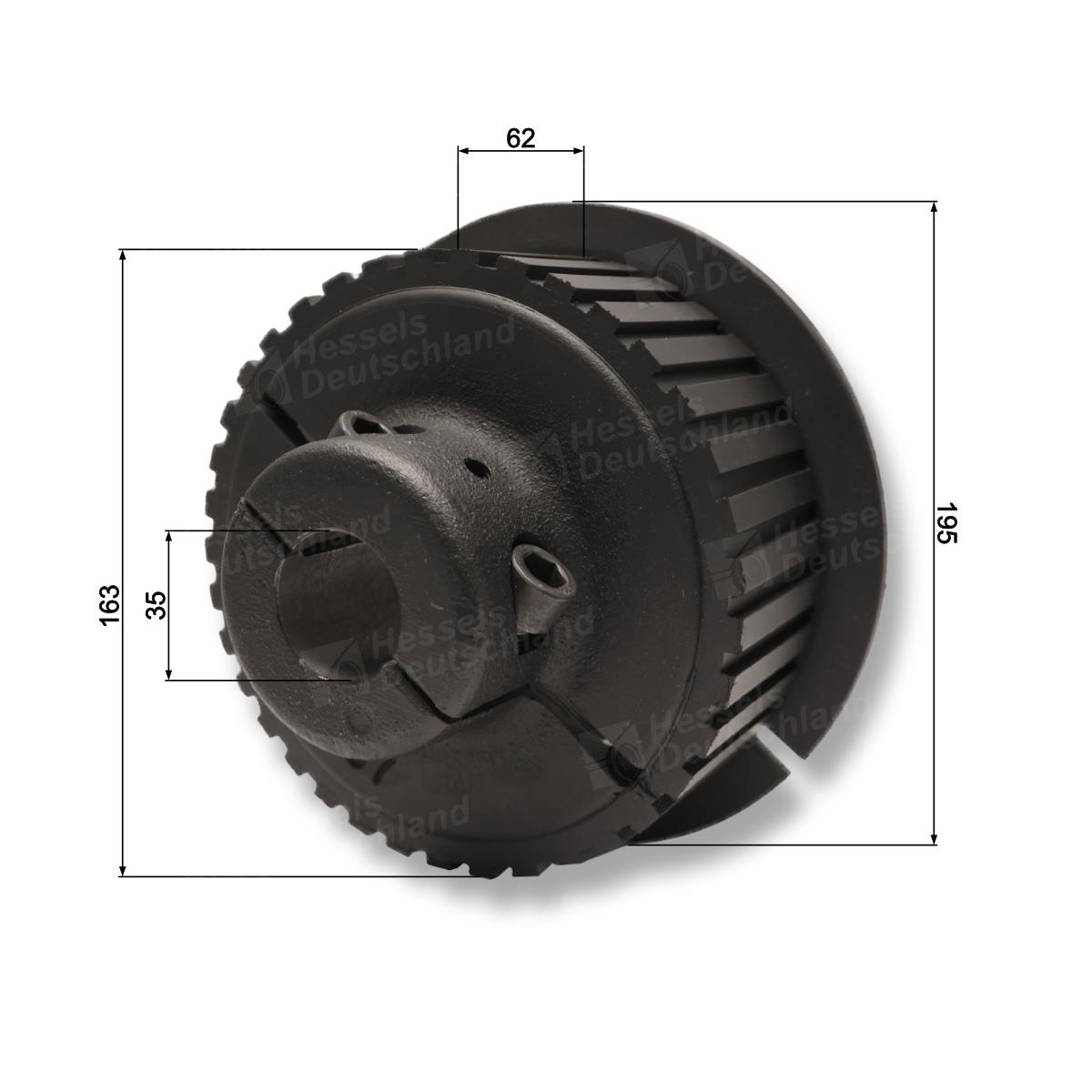 Antriebsrad 163mm/Ø35 Bemaßt