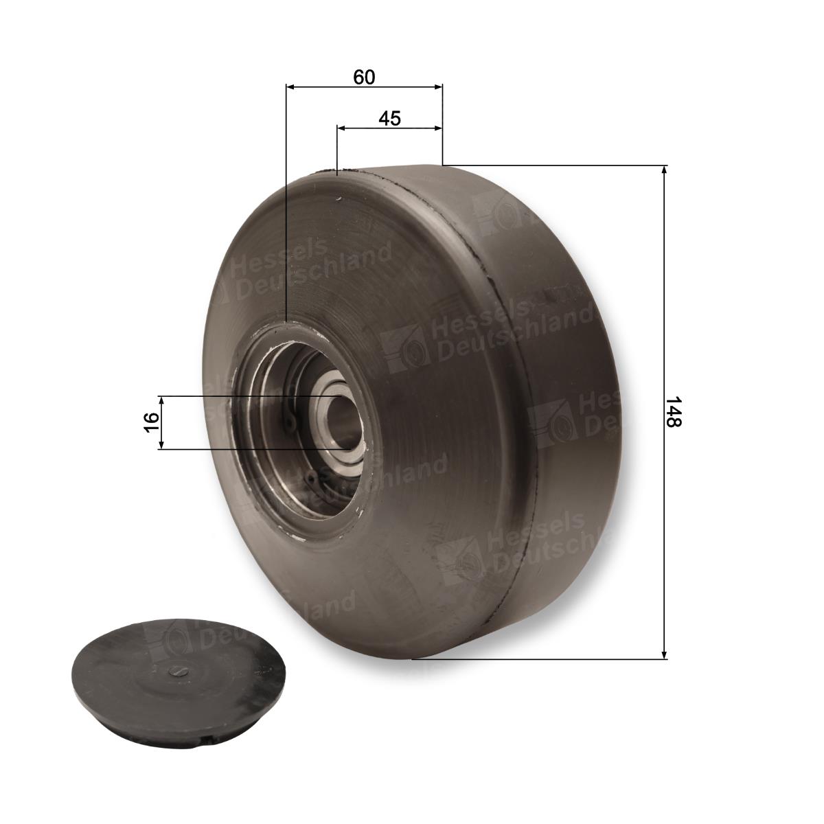 Stützrolle ø148/60/16 Bemaßt