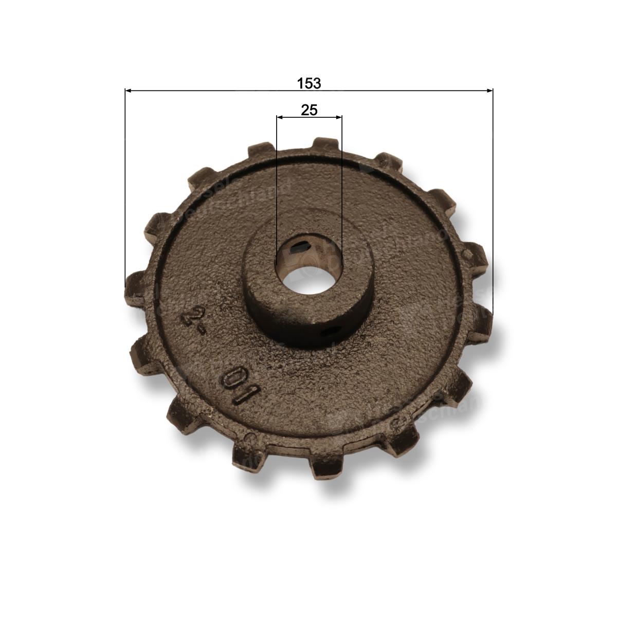 KETTENRAD 15Z/ ø25MM Bemaßt