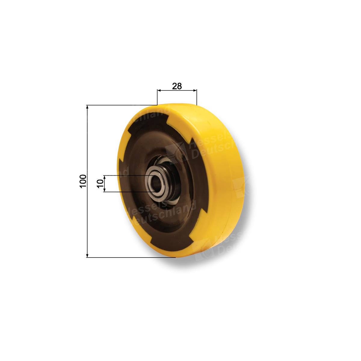 Rolle ø100x28 PVC Bemaßt
