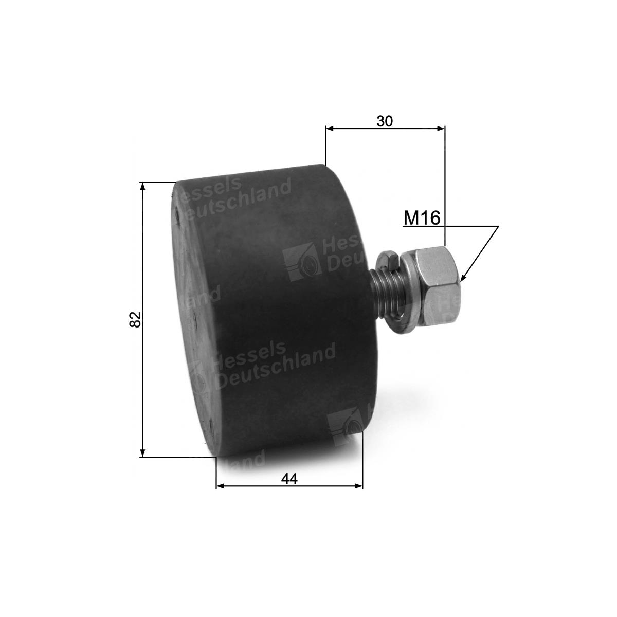 Rolle Gummi ø82/B44/AM16 Bemaßt