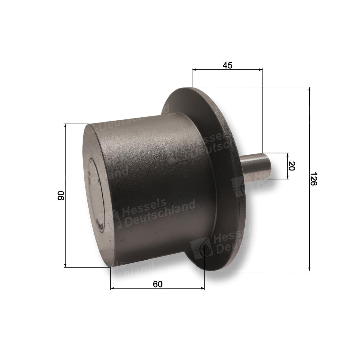 ROLLE GUSS D90-F130/AZ20X45/L60 Bemaßt