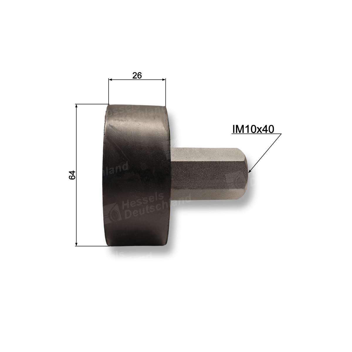 Rolle Gummi ø64/26/IM10x40  Bemaßt