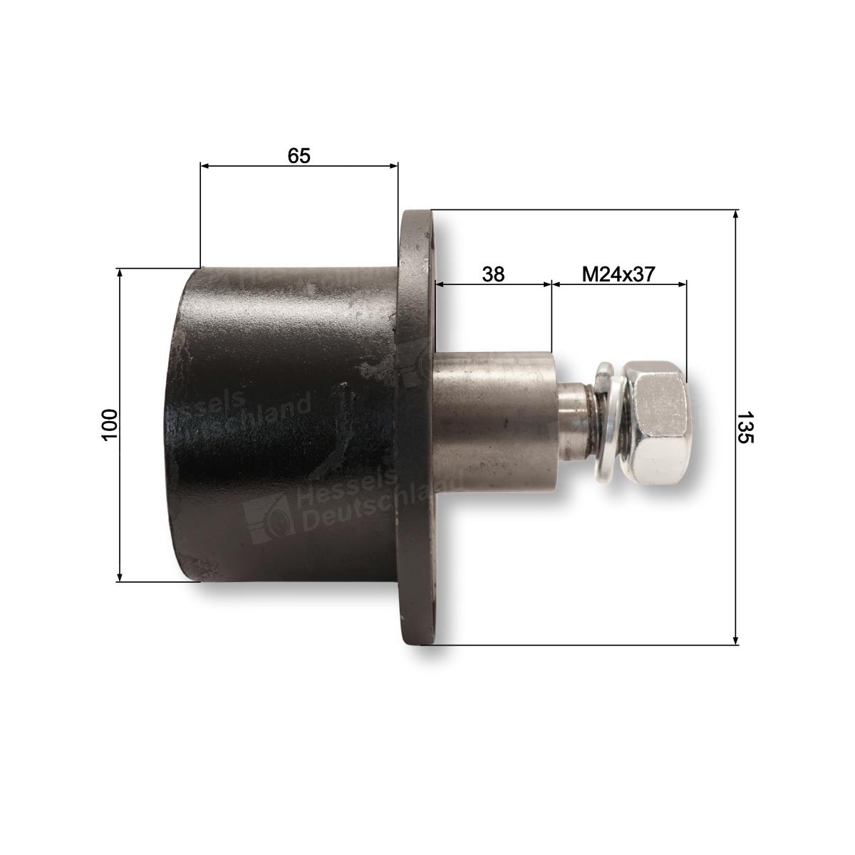 Umlenkrolle Gummi ø100/135/65/M24x37 Bemaßt