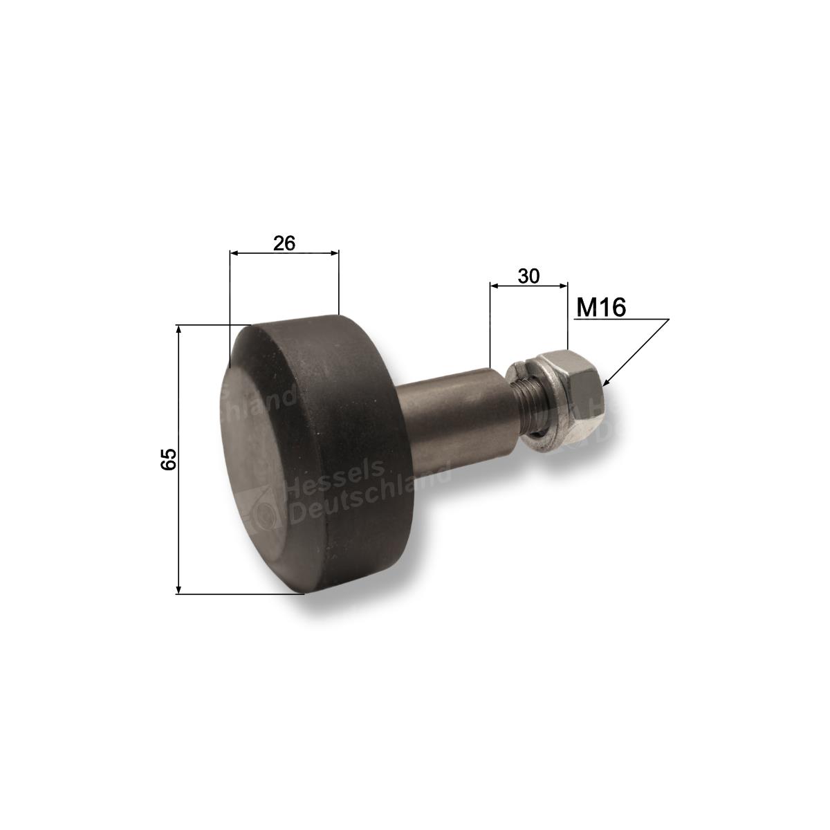 Rolle Gummi ø65-26/M16/ 6.34.00-3 Bemaßt