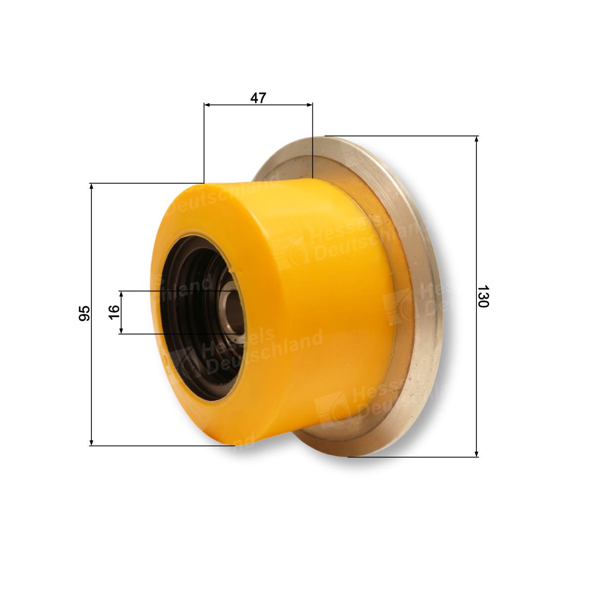 Stützrolle ø95/130/47/16 Bemaßt