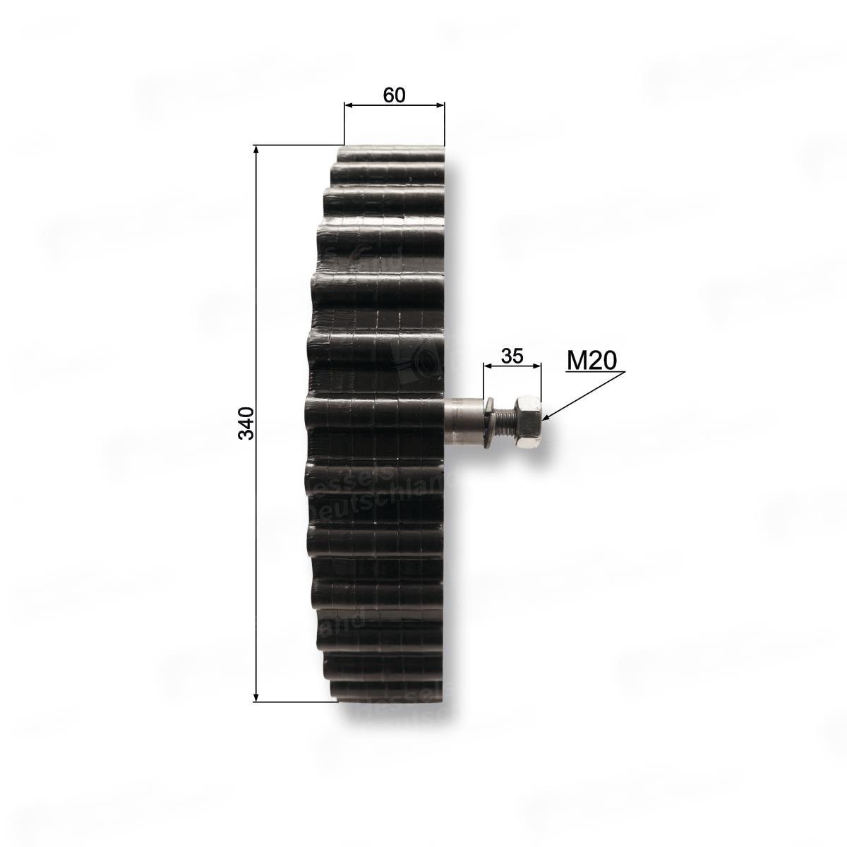 Krauteinziehrolle ø340/60/M20x35/32BU Bemaßt