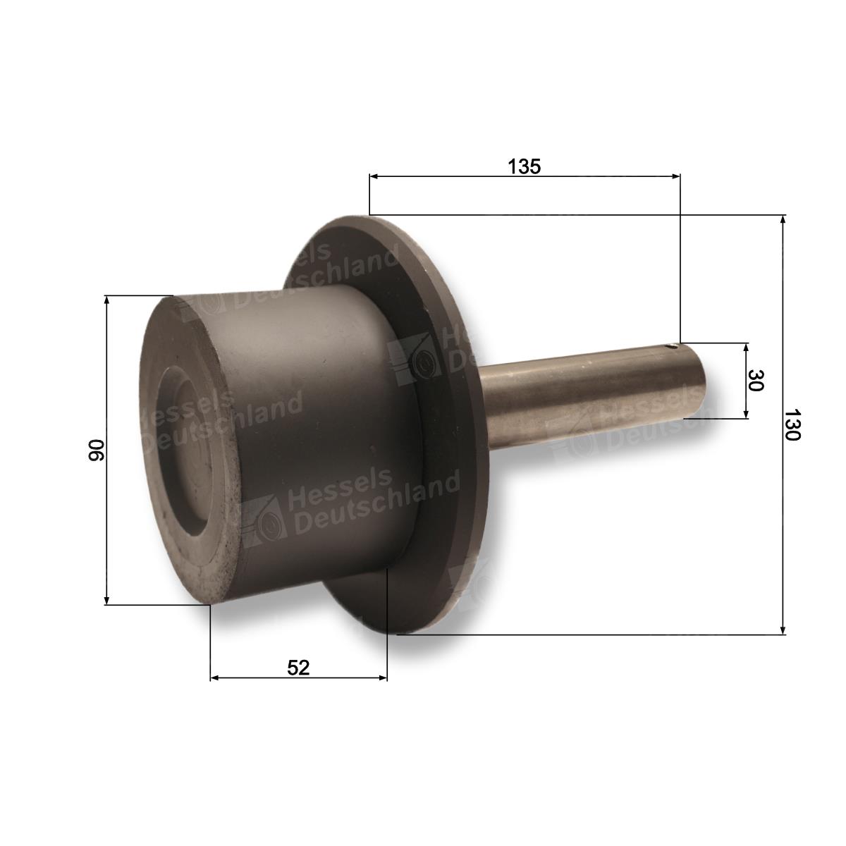 Rolle Gummi Ø90/130/52/AZ30X135 Bemaßt