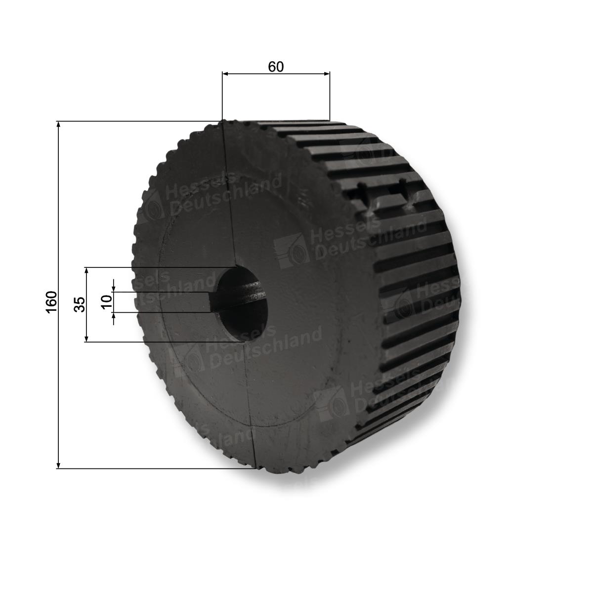 Antriebsrad Gummi ø160/60/35GB/10SP Bemaßt
