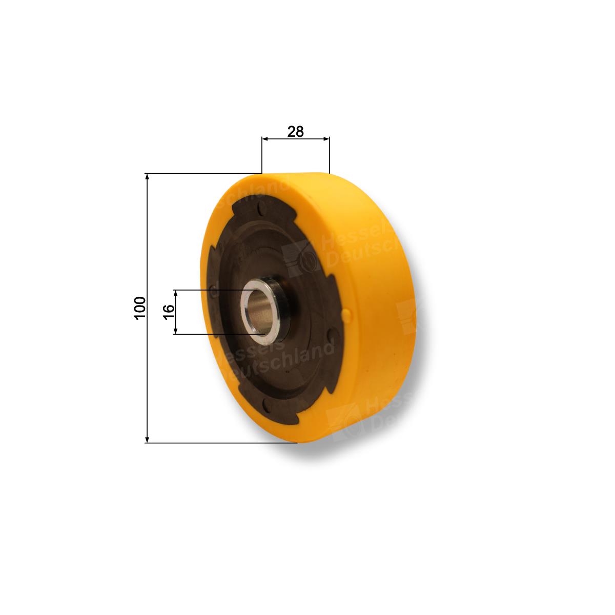 TRAGROLLE ø100/16  28MM Bemaßt