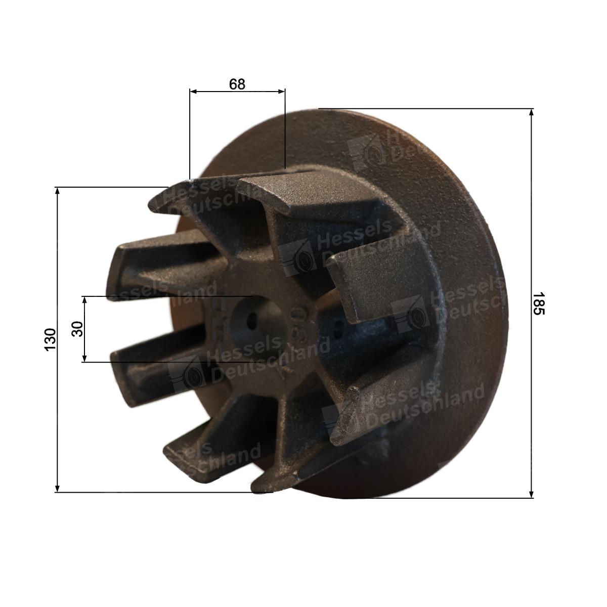 Antriebsrad K115/GB30/Spannstift 8 Bemaßt