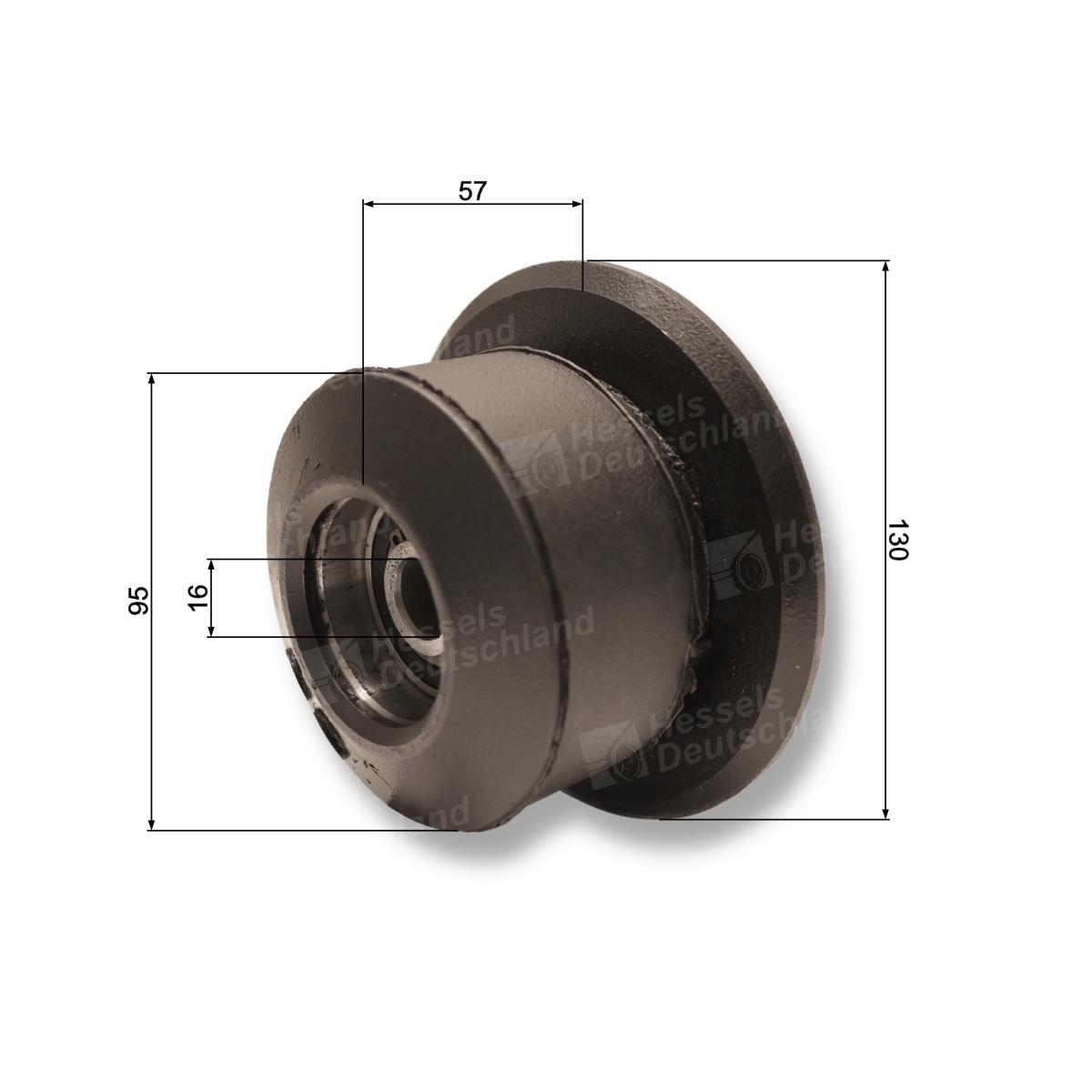 Stützrolle ø95/130/57/16 Bemaßt