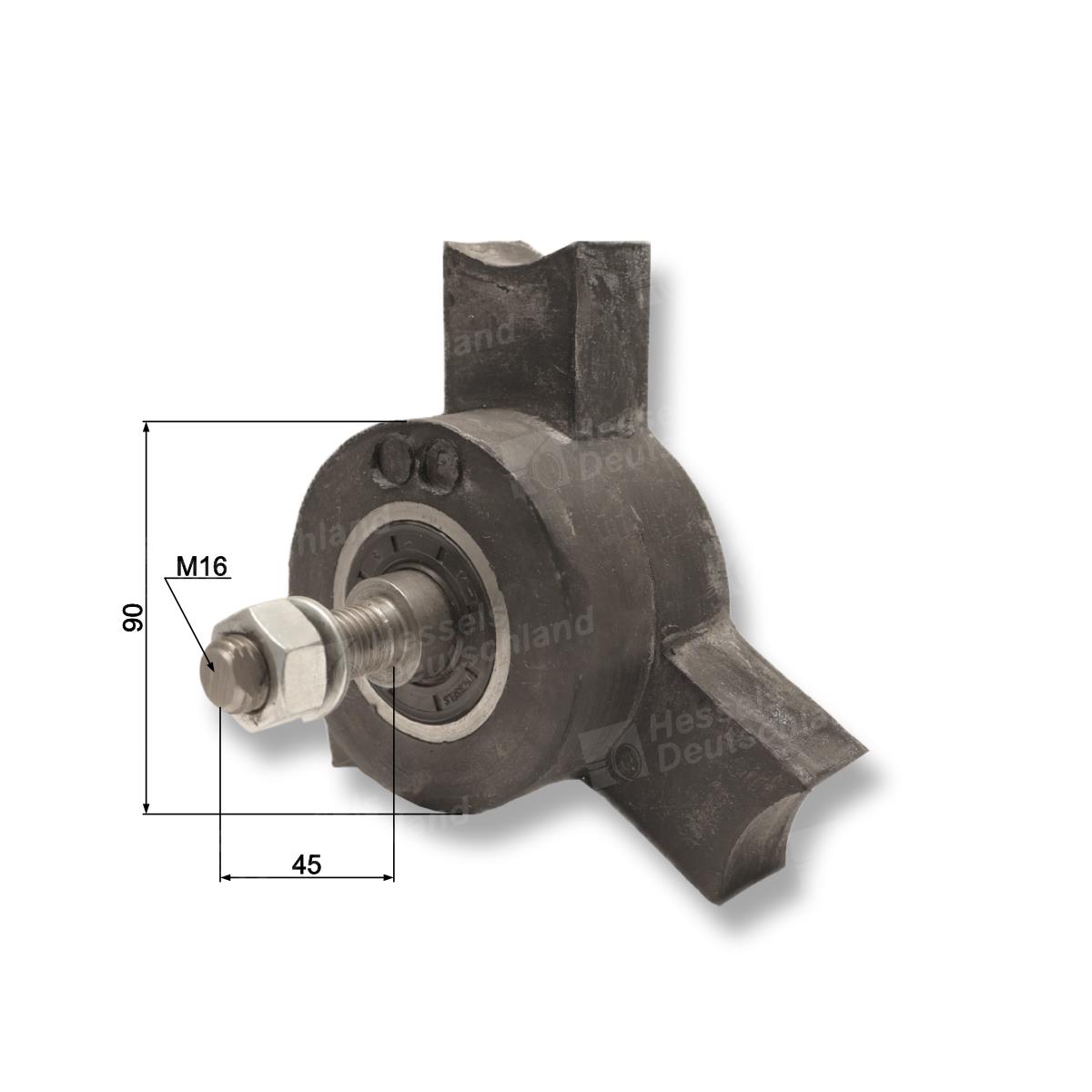 Schüttlerrolle Gummi RSH/M16X45 Bemaßt
