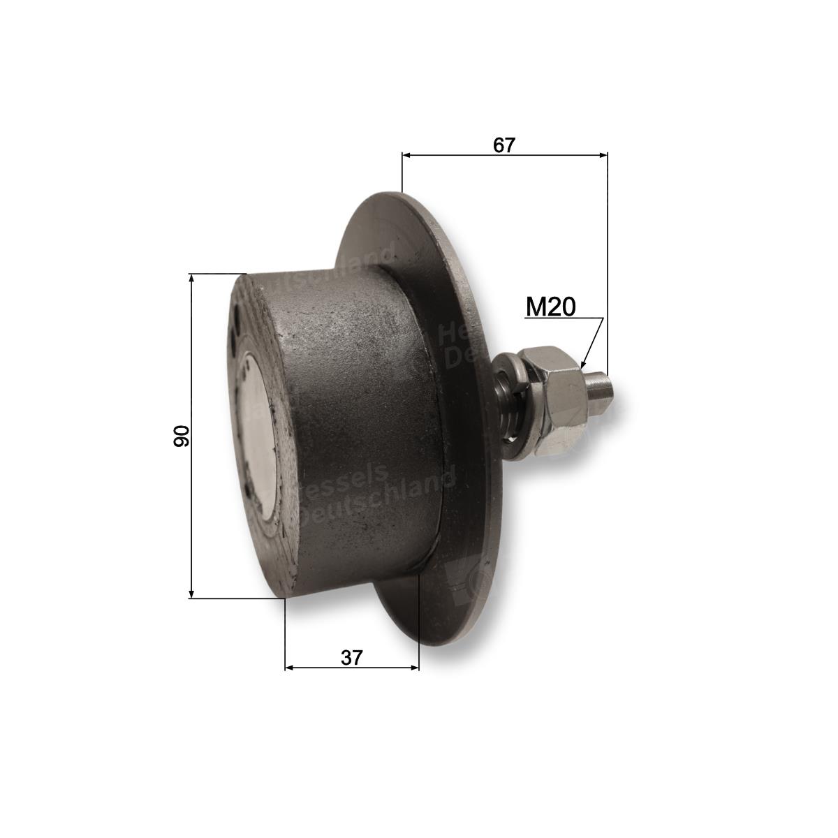 Rolle Gummi Ø90/130/37/AM20X50 Bemaßt