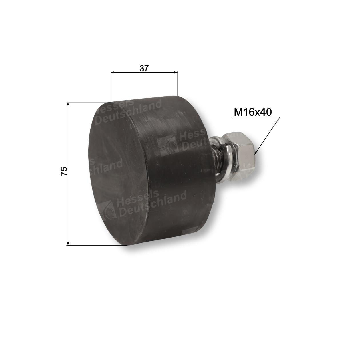 Rolle Gummi ø75/37/M16x40 Bemaßt