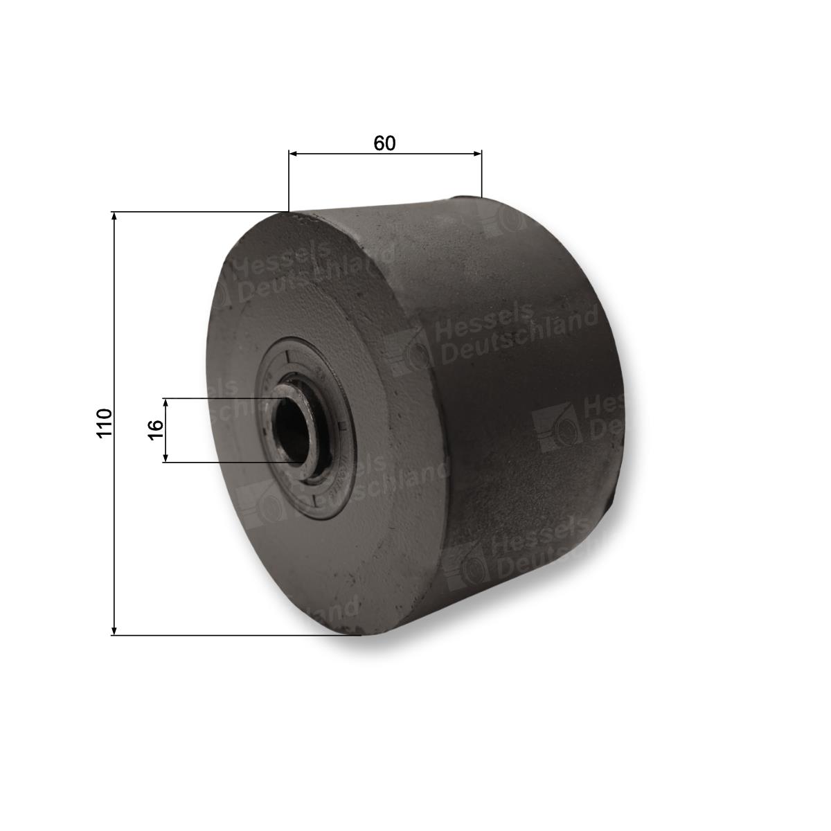 Rolle Gummi ø110/60/16 Bemaßt