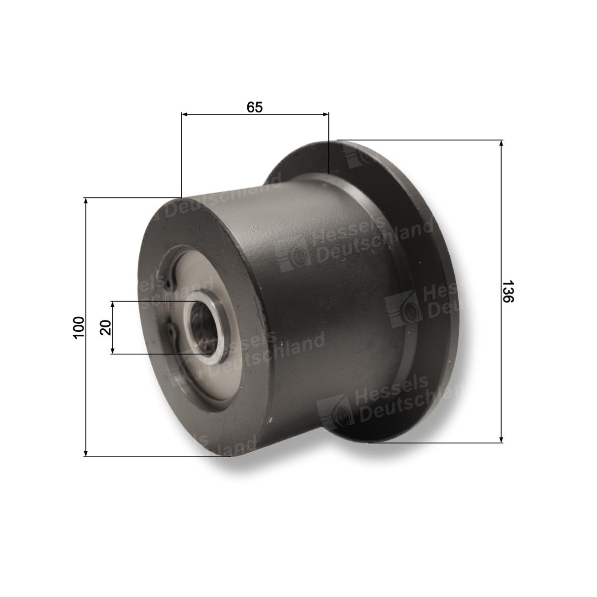 ROLLE STAHL 100/F=136/20/65 Bemaßt